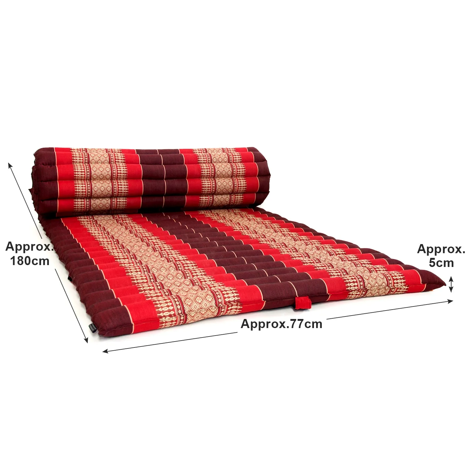 Thai kapok cushion Roll Out Mattress Foldout Mat relaxation, camping or Yoga Matt Natural Kapok Filled Red Blue Green dark red