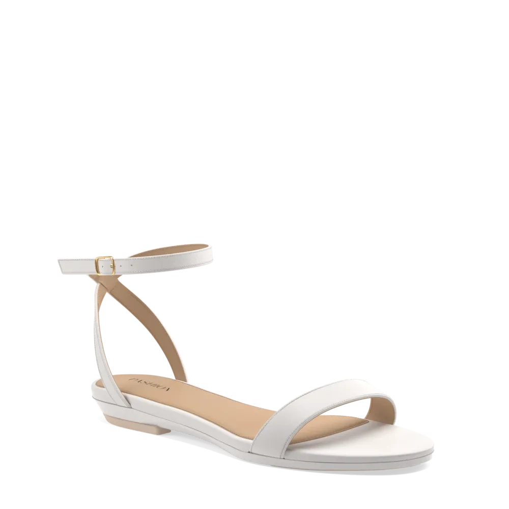 The Brenna - White Leather   Block Heel Kit 3 White