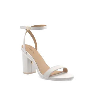 The Brenna - White Leather   Block Heel Kit 4 White