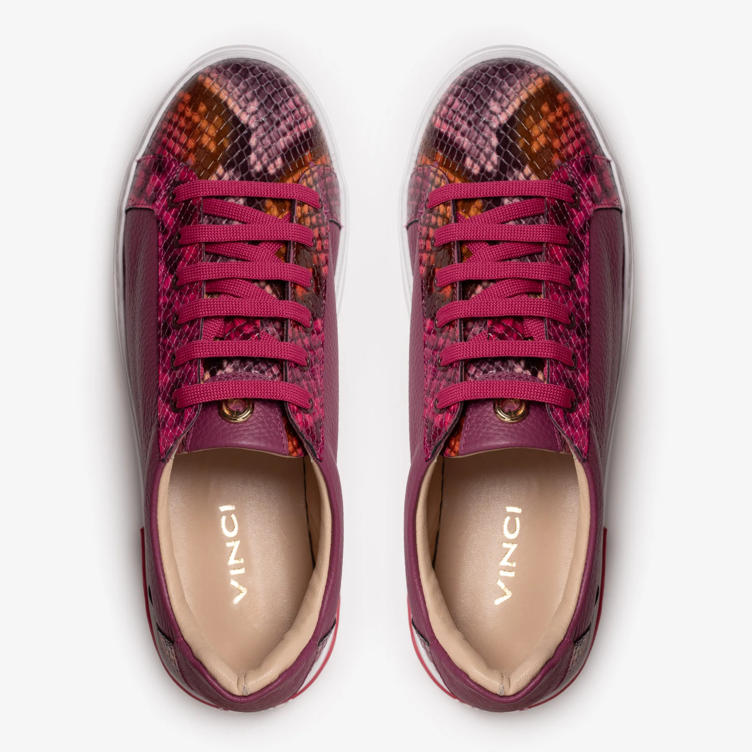 The Burano Purple & Fuchsia Leather Women Sneaker