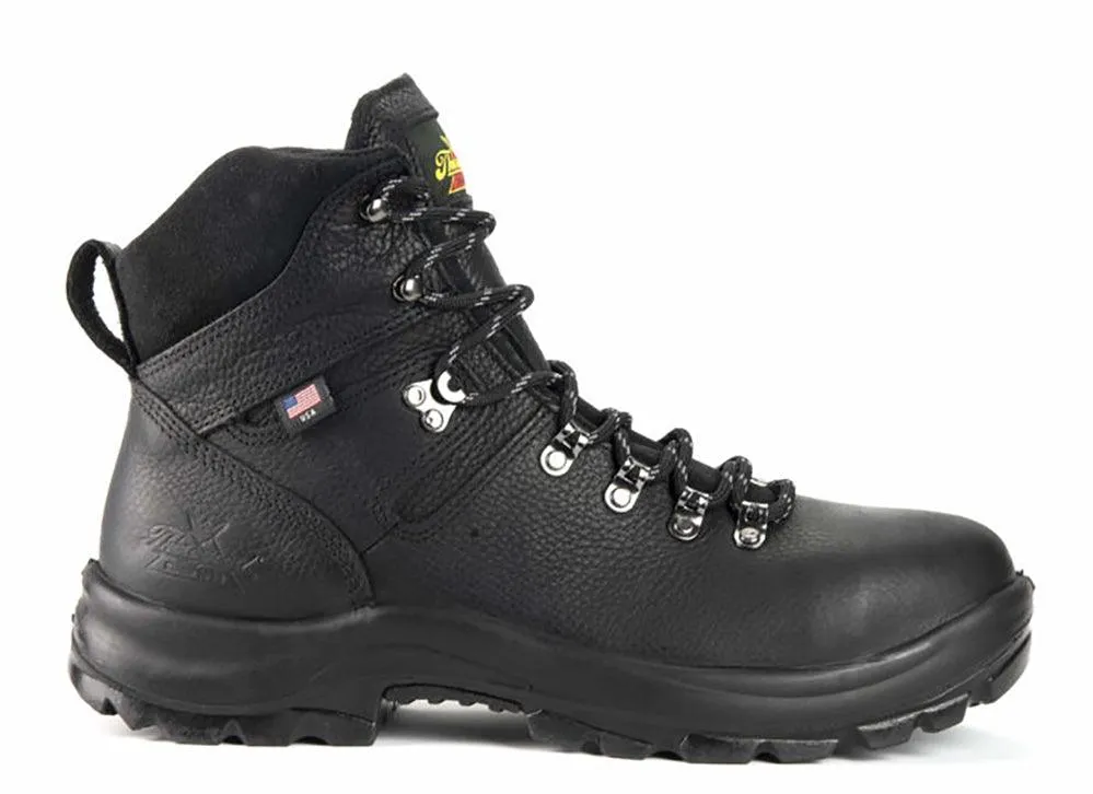 Thorogood Men's Steel Toe 6" Waterproof Slip Resistant Black Leather Work Shoes 804-6365