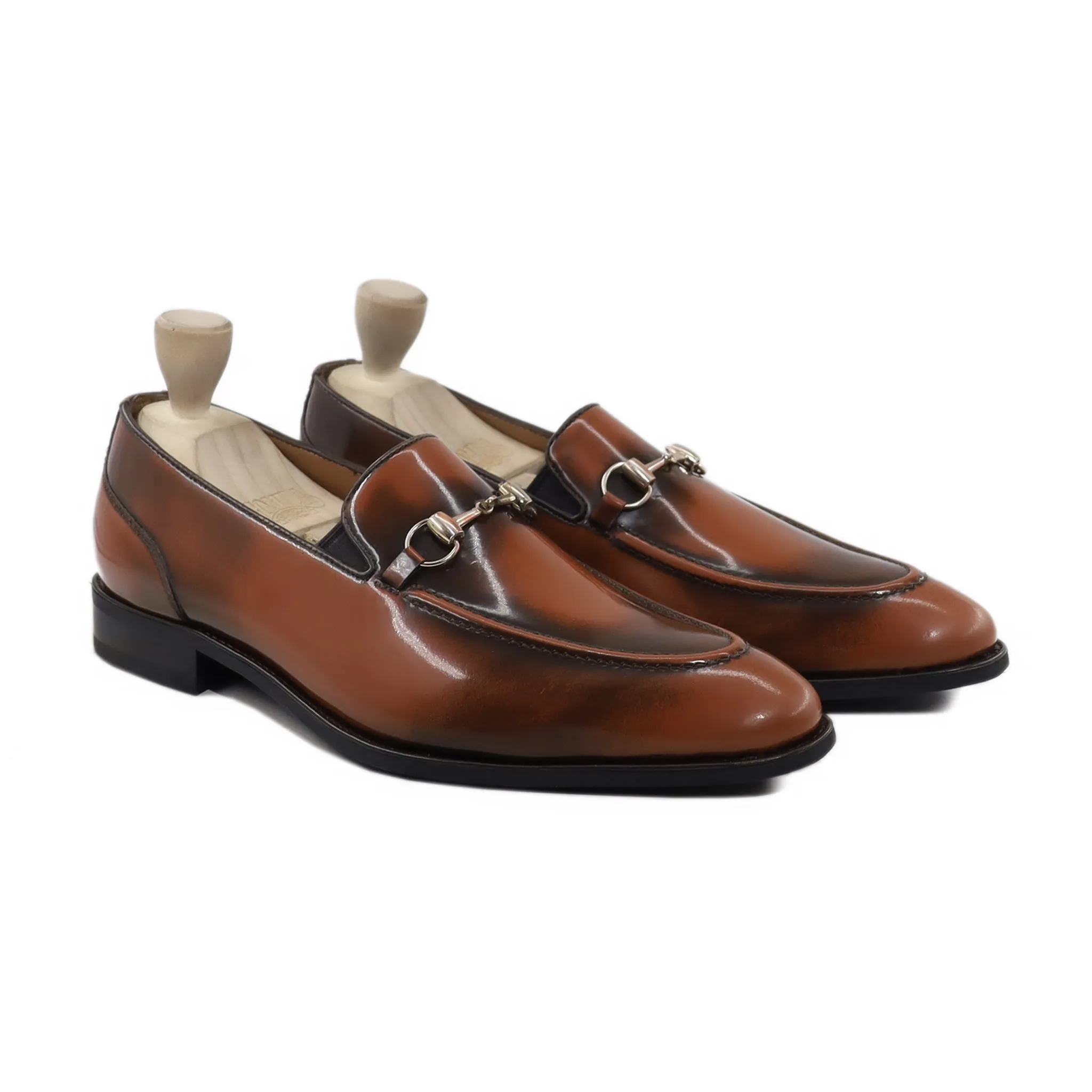 Tohiro - Men's Burnished Tan Brown Box Leather Loafer