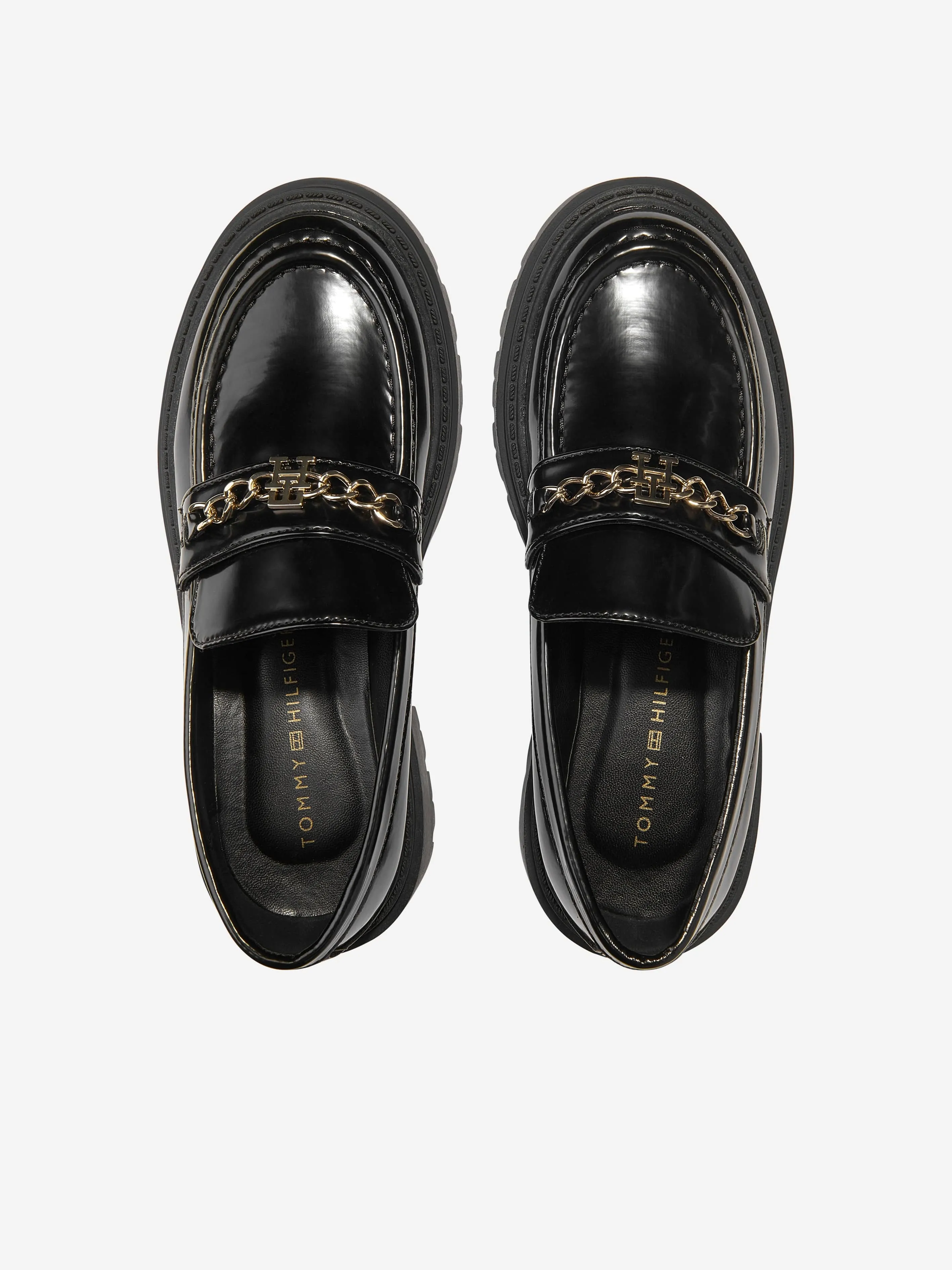 Tommy Hilfiger Girls Patent Leather Loafers in Black