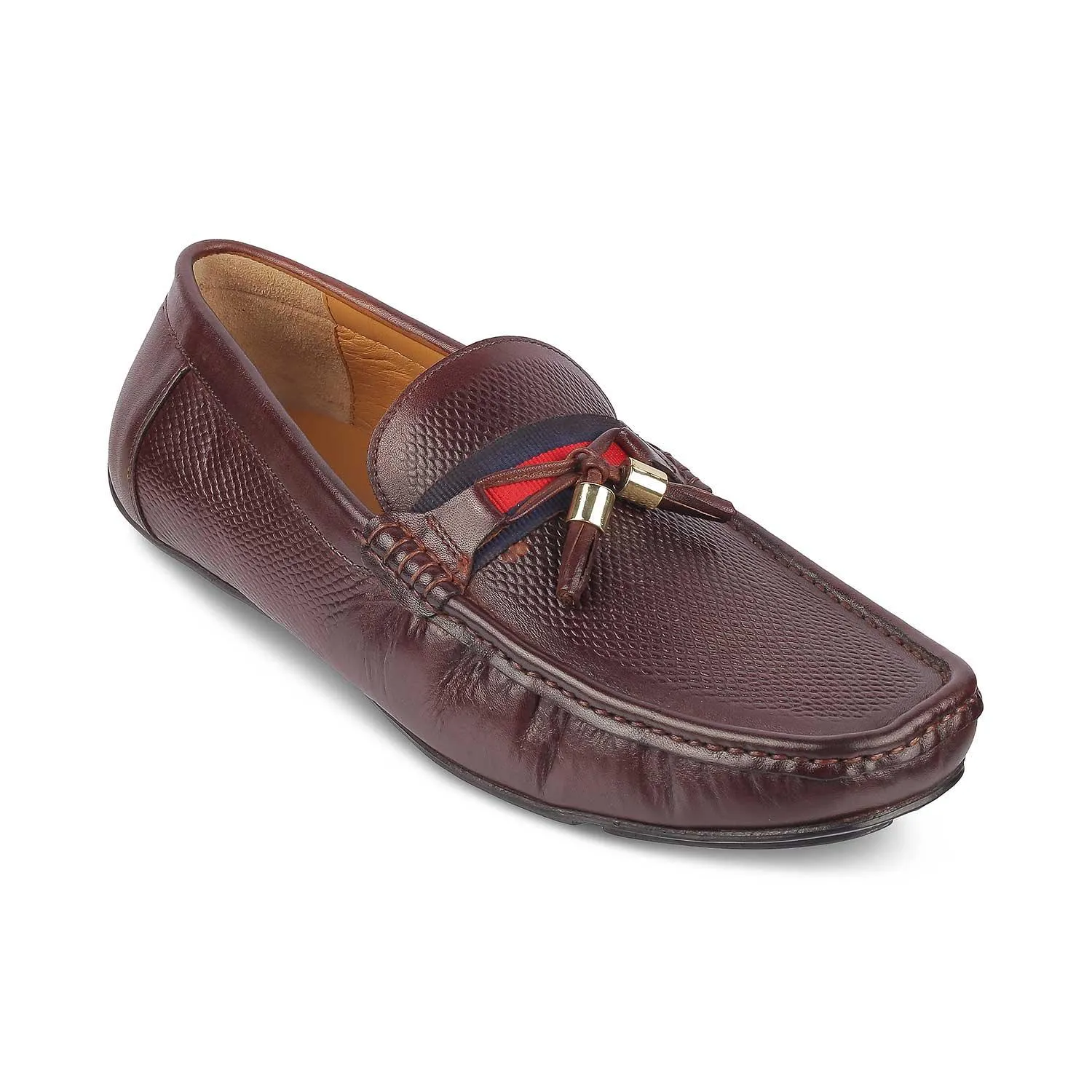 Tresmode Sotas Brown Men's Leather Driving Loafers