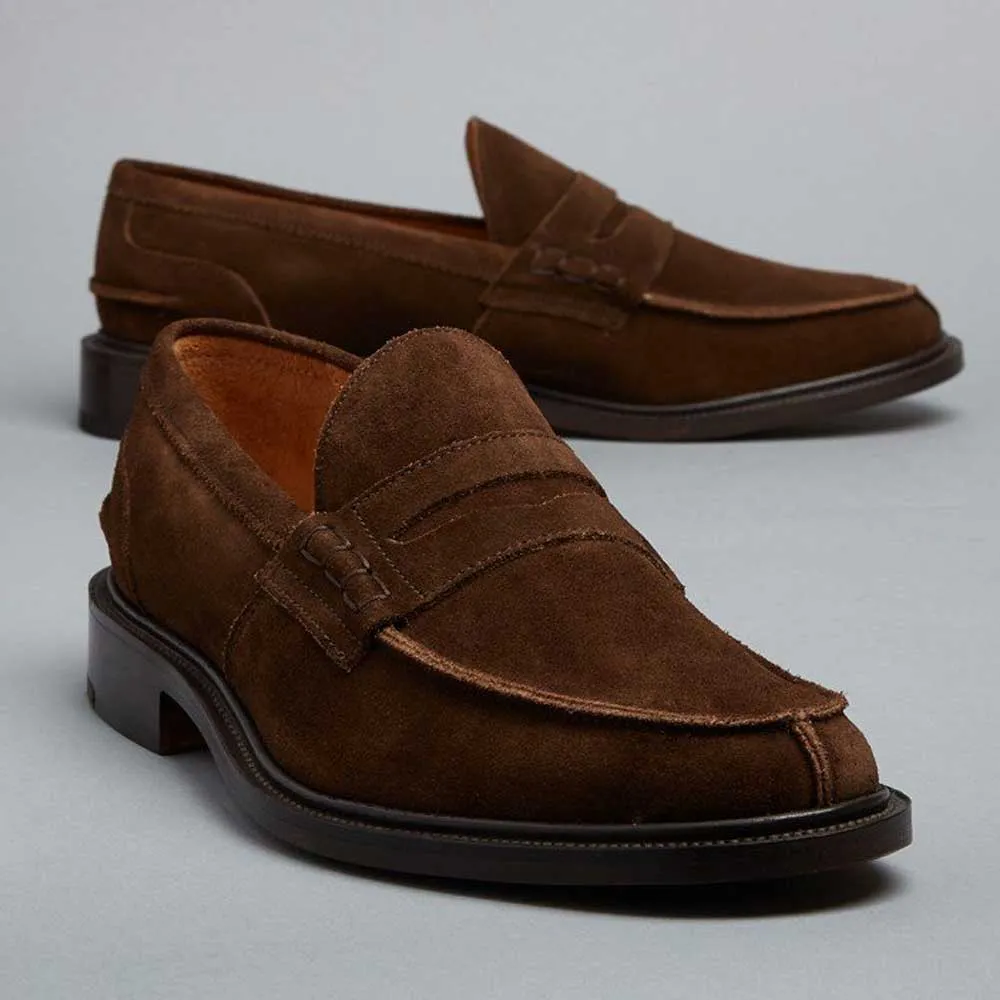 Tricker's James Penny Loafers - Mens Shoes - Chocolate Suede