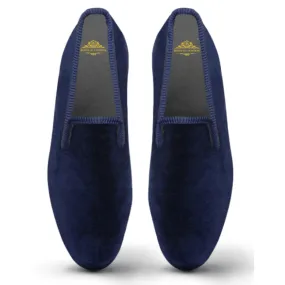 Velvet Loafer/Slipper Plain Navy Blue