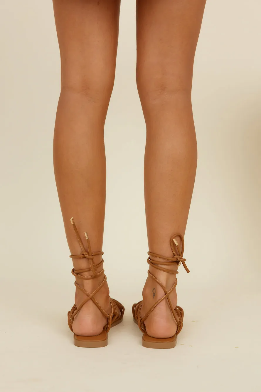 VERALI Sabine Leg Tie Sandals Tan Smooth