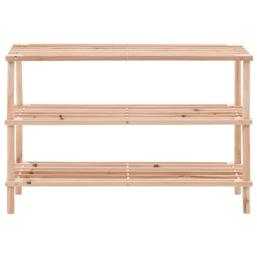 vidaXL 3-Tier Shoe Rack Solid Fir Wood