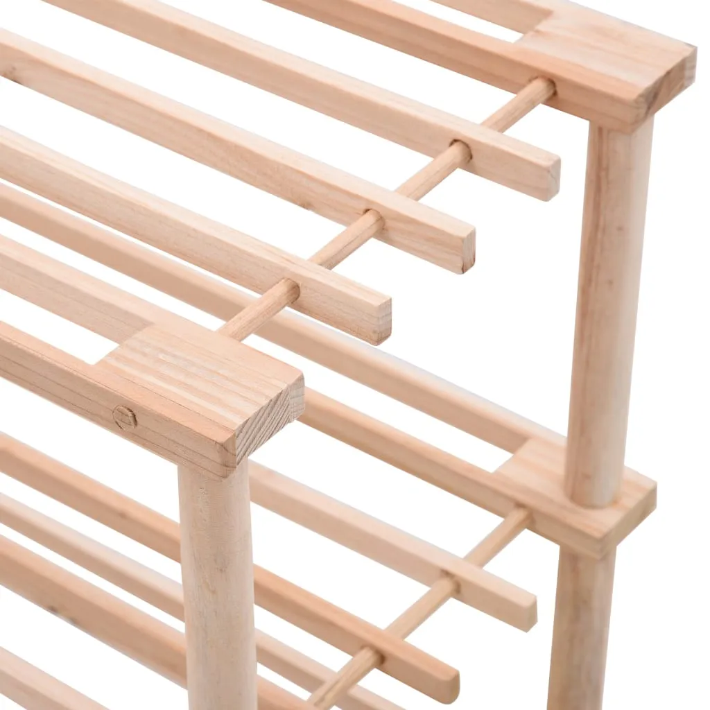 vidaXL 3-Tier Shoe Rack Solid Fir Wood