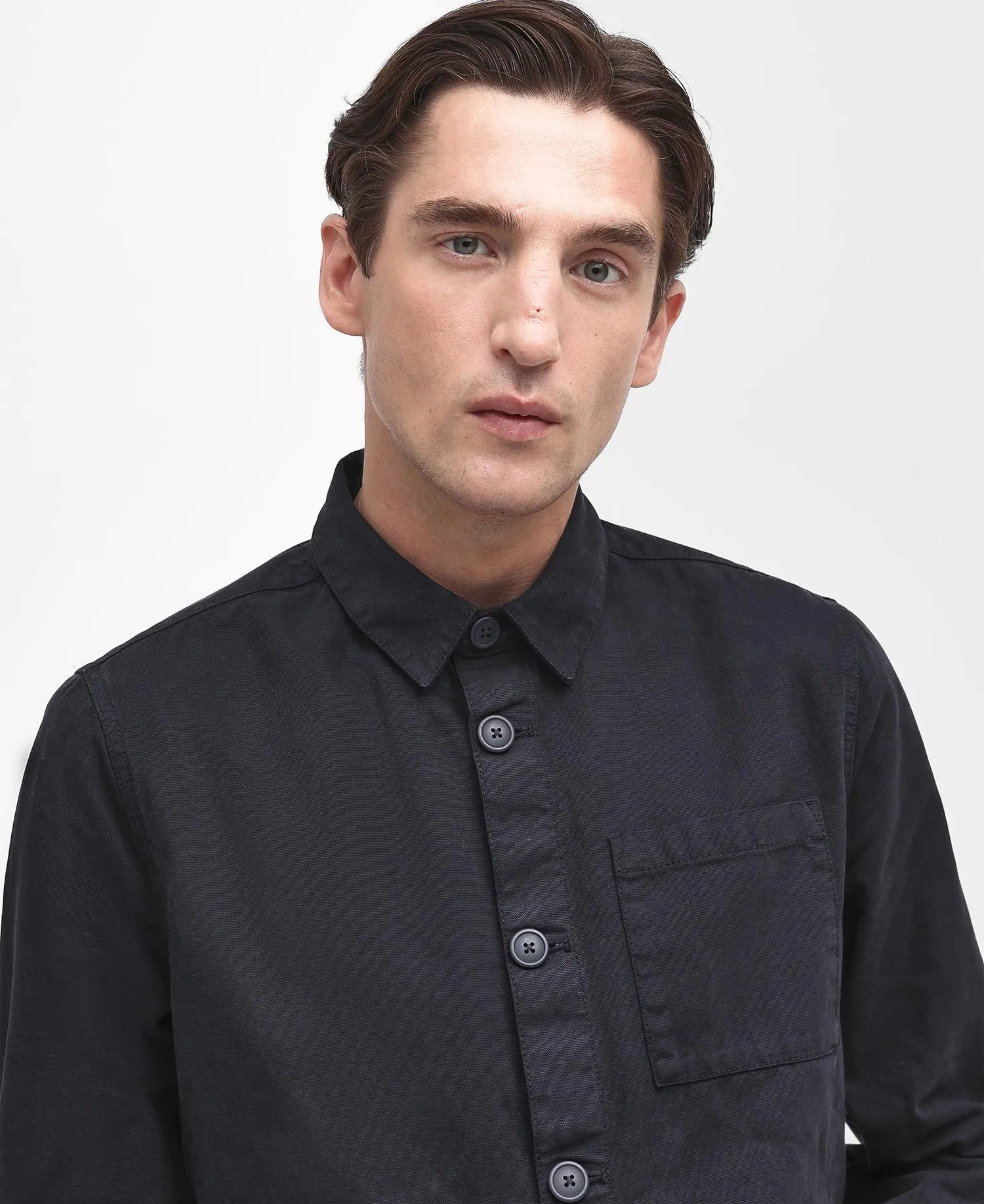 Washed Cotton Overshirt - Navy