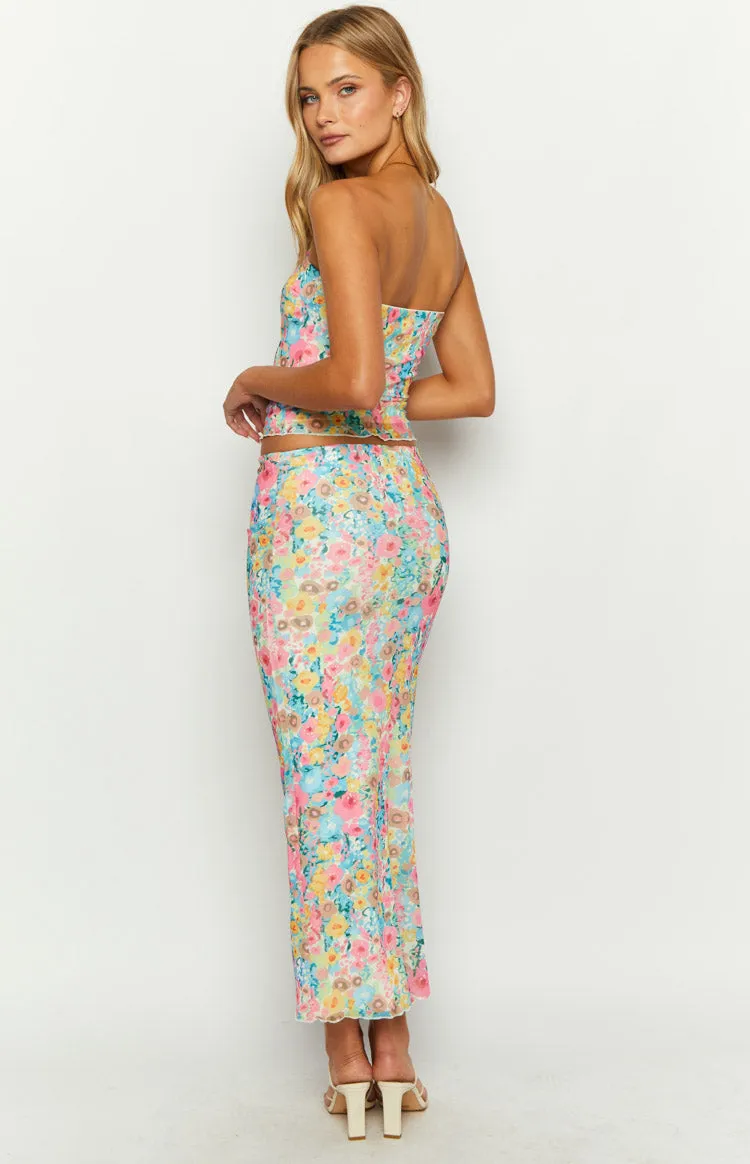 When in Rome Multi Floral Maxi Skirt