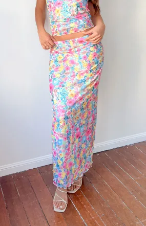 When in Rome Multi Floral Maxi Skirt