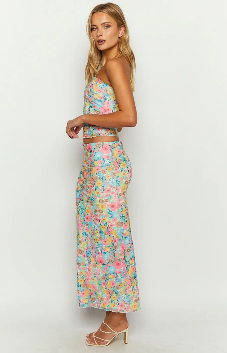 When in Rome Multi Floral Maxi Skirt