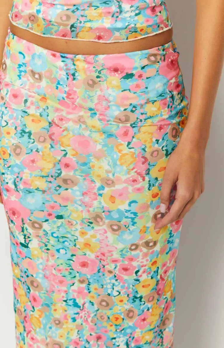 When in Rome Multi Floral Maxi Skirt