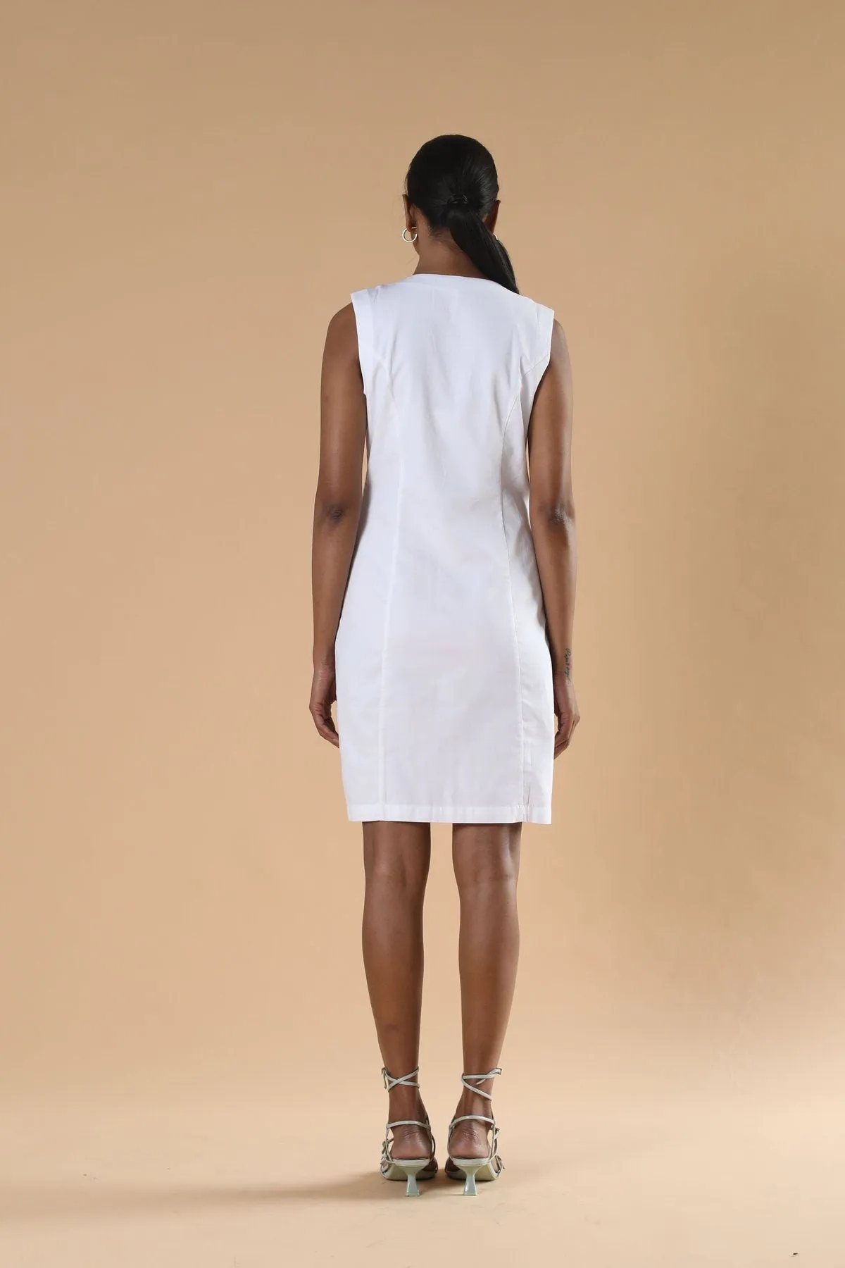 White sleeveless Cotton Dress