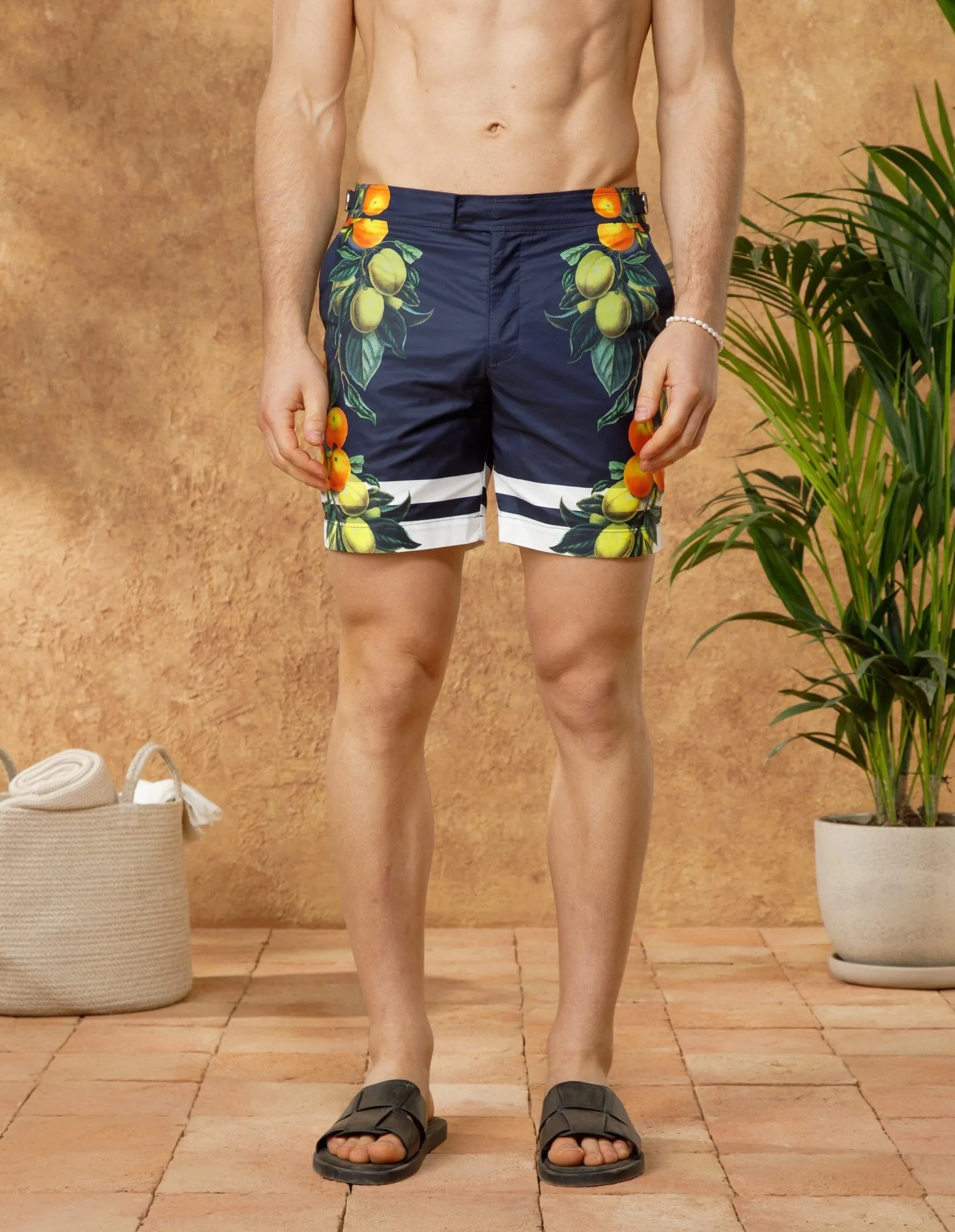 White/Navy Citrus Swim Short