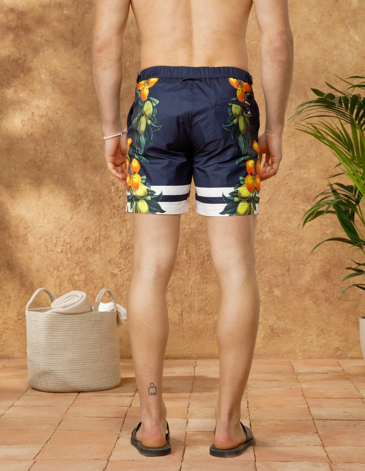 White/Navy Citrus Swim Short