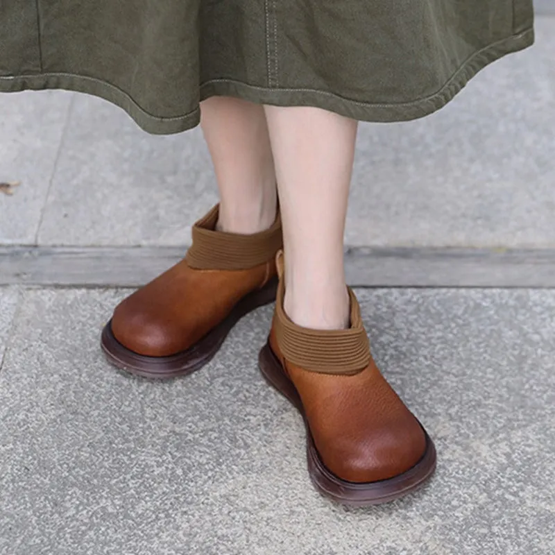 Womens Handmade Full Grain Leather Soft Loafer Flats - Brown/Black