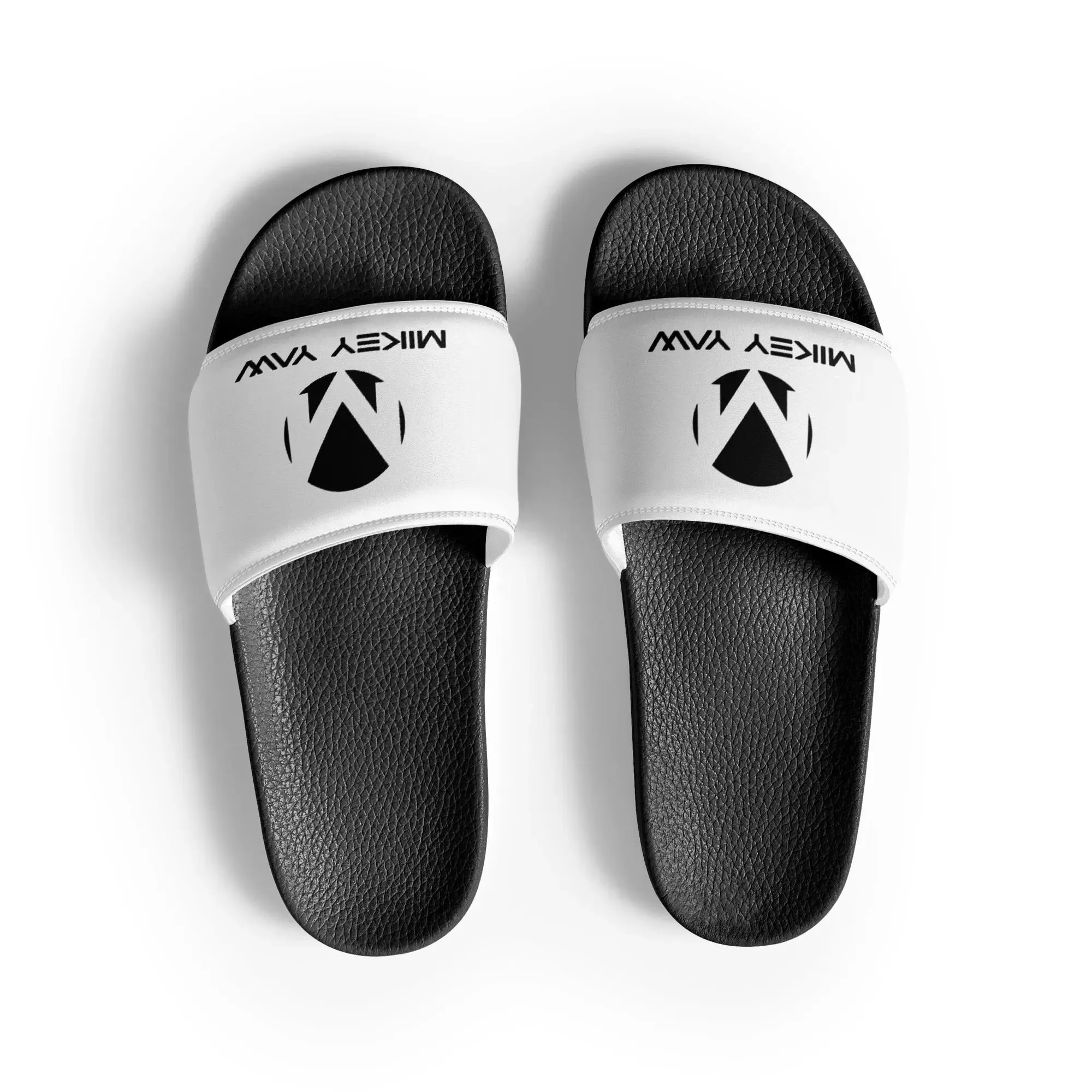 Women's White and Black Monogram Slides