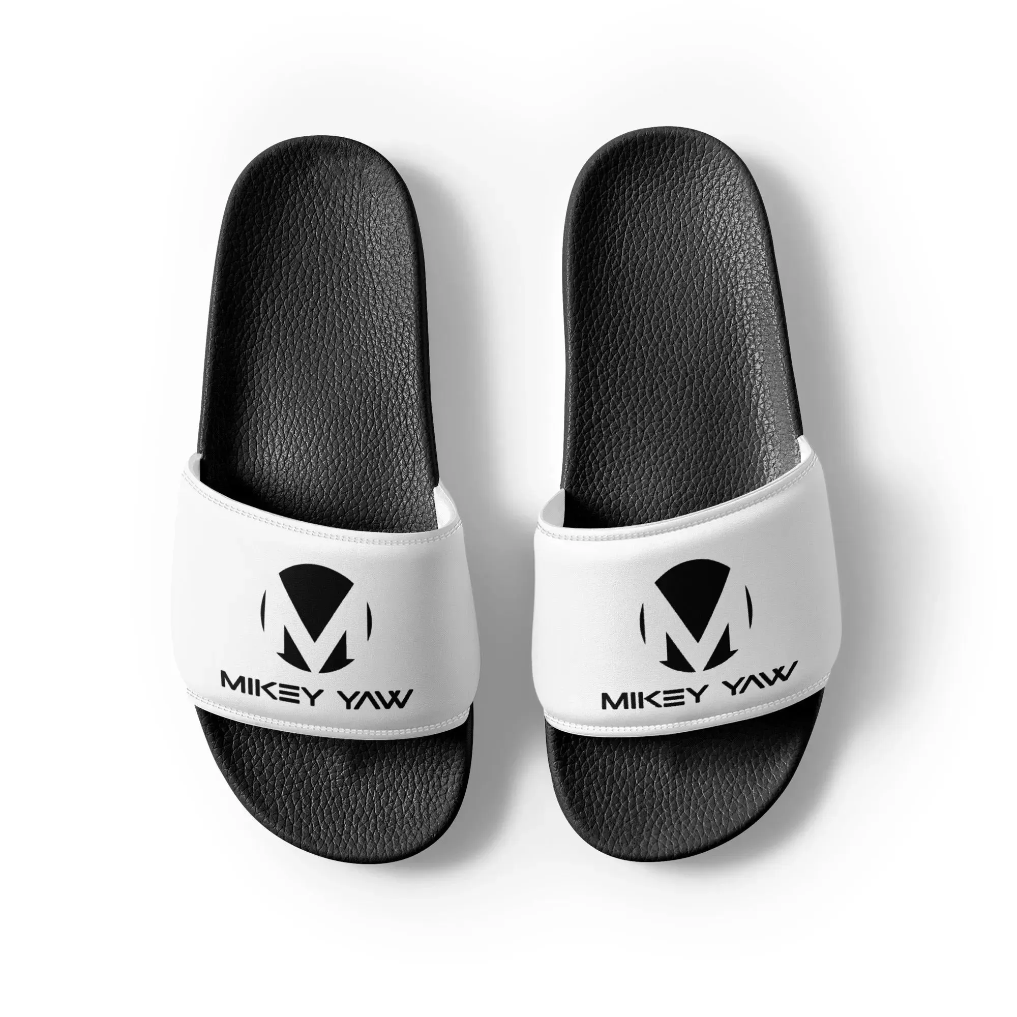 Women's White and Black Monogram Slides