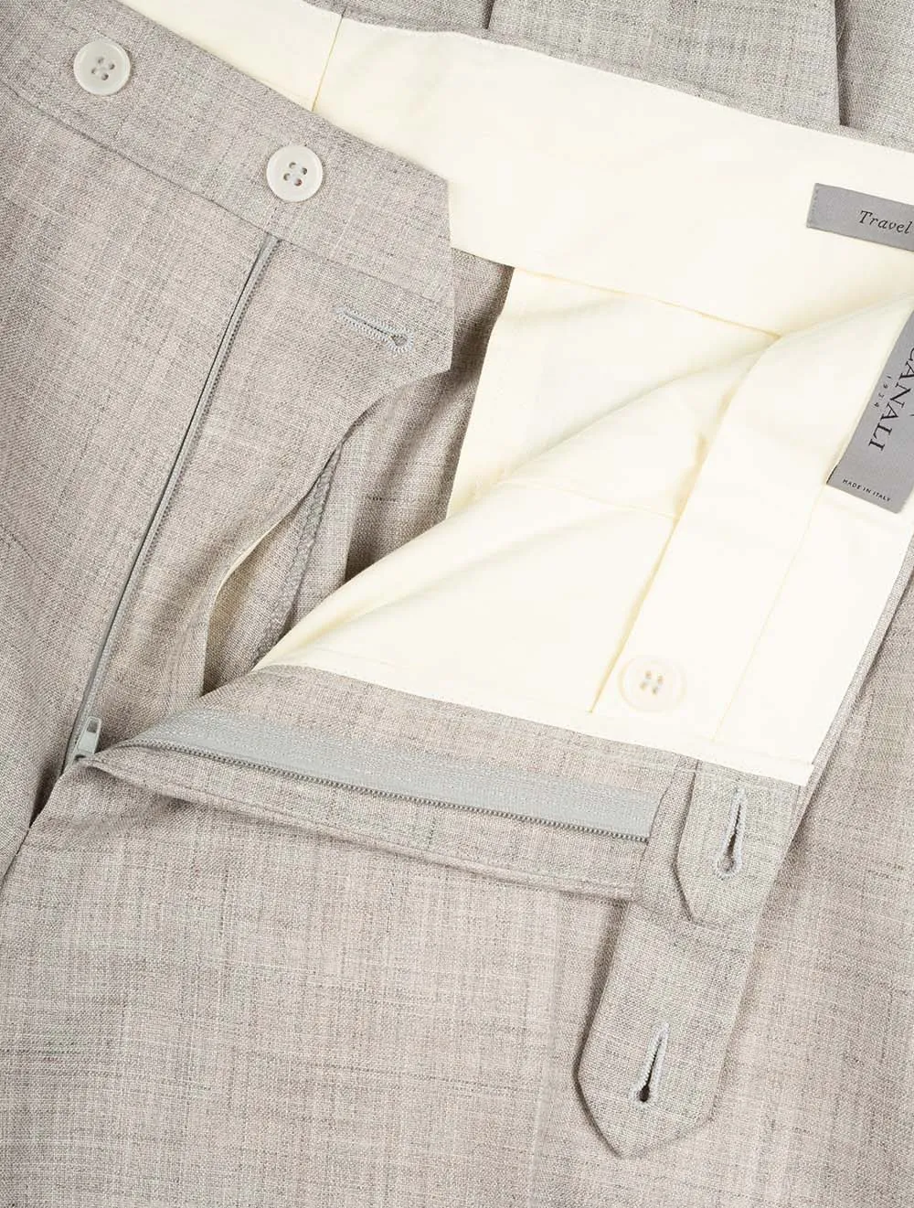 Wool Silk Linen Trouser Beige