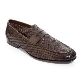 Zenith Brown Woven Leather Loafer