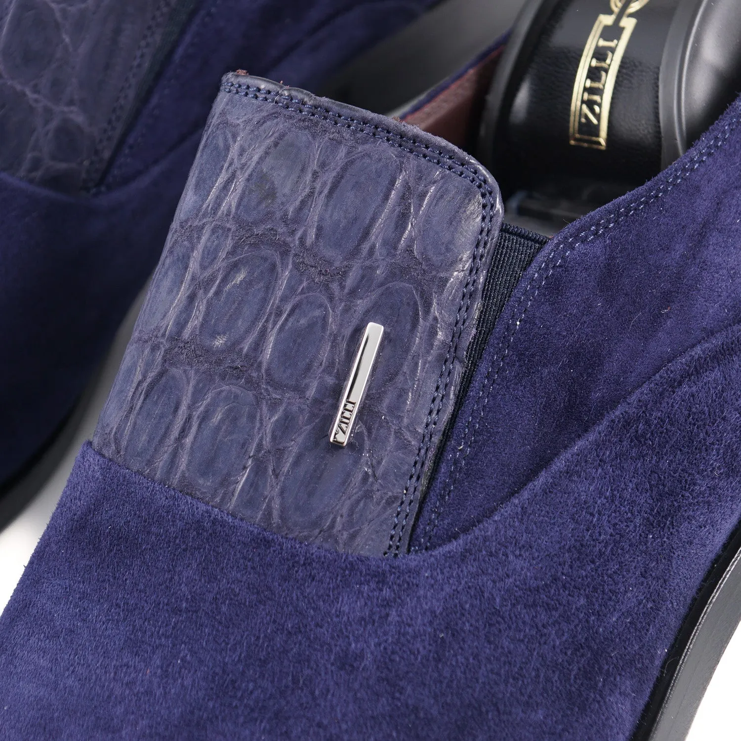 Zilli Calf Suede and Caiman Loafers