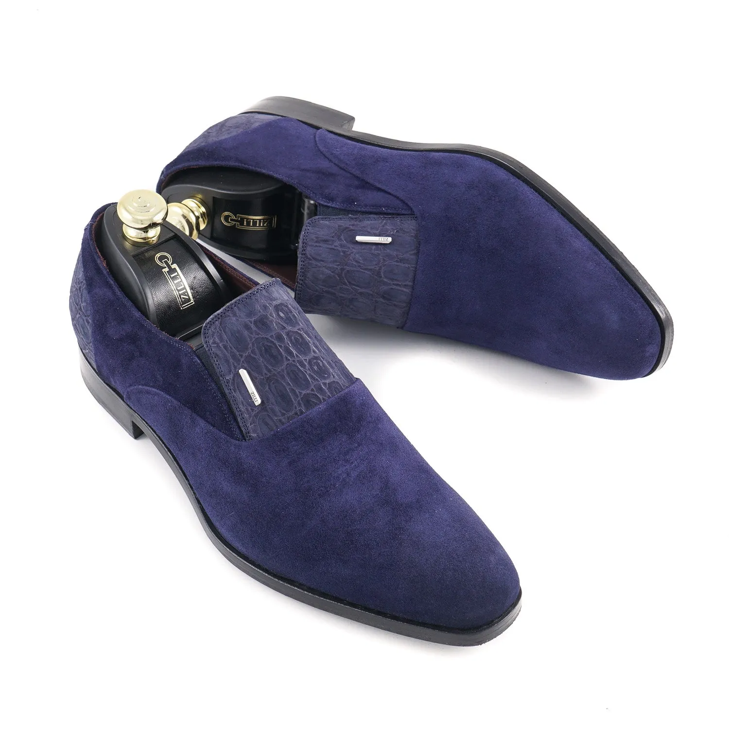 Zilli Calf Suede and Caiman Loafers