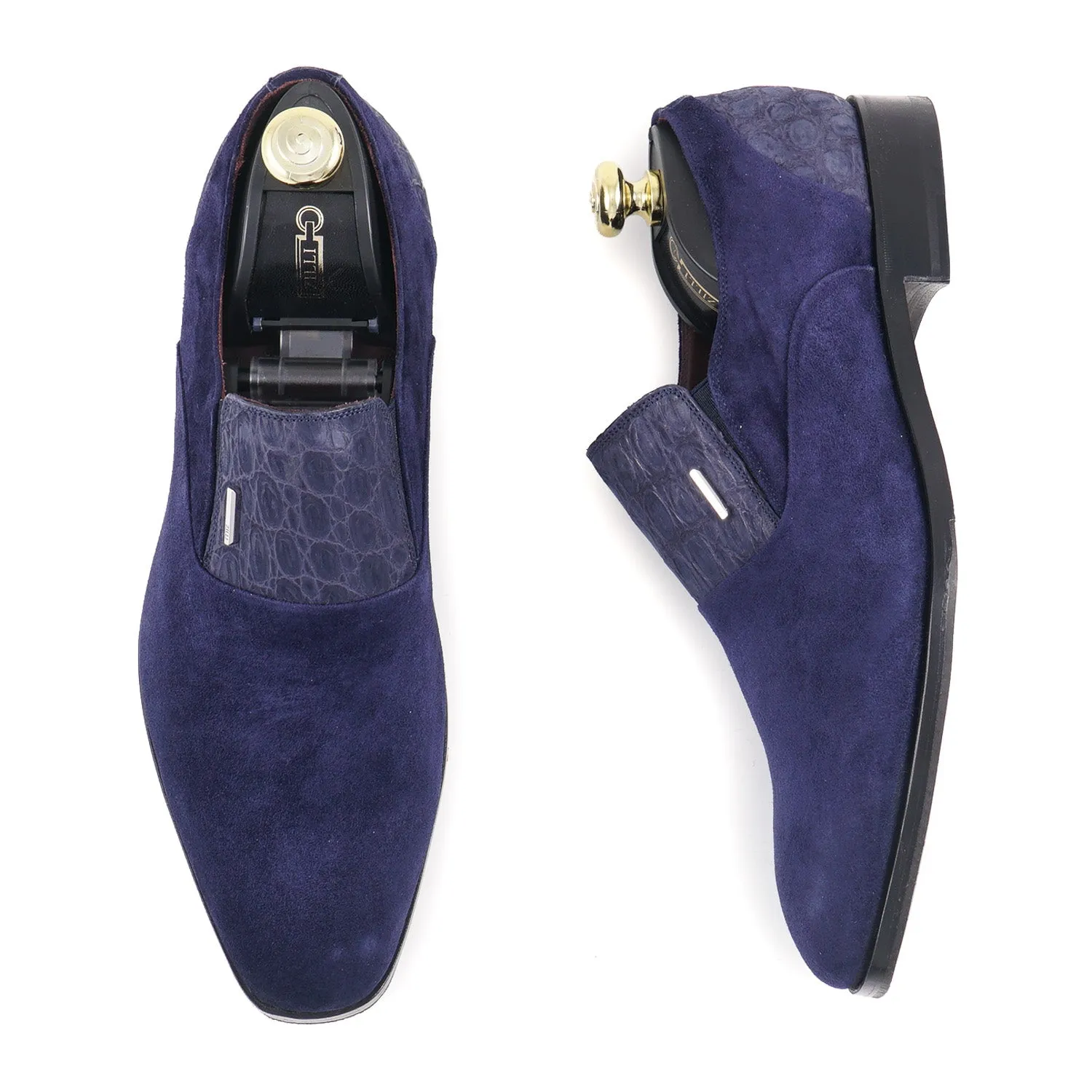 Zilli Calf Suede and Caiman Loafers